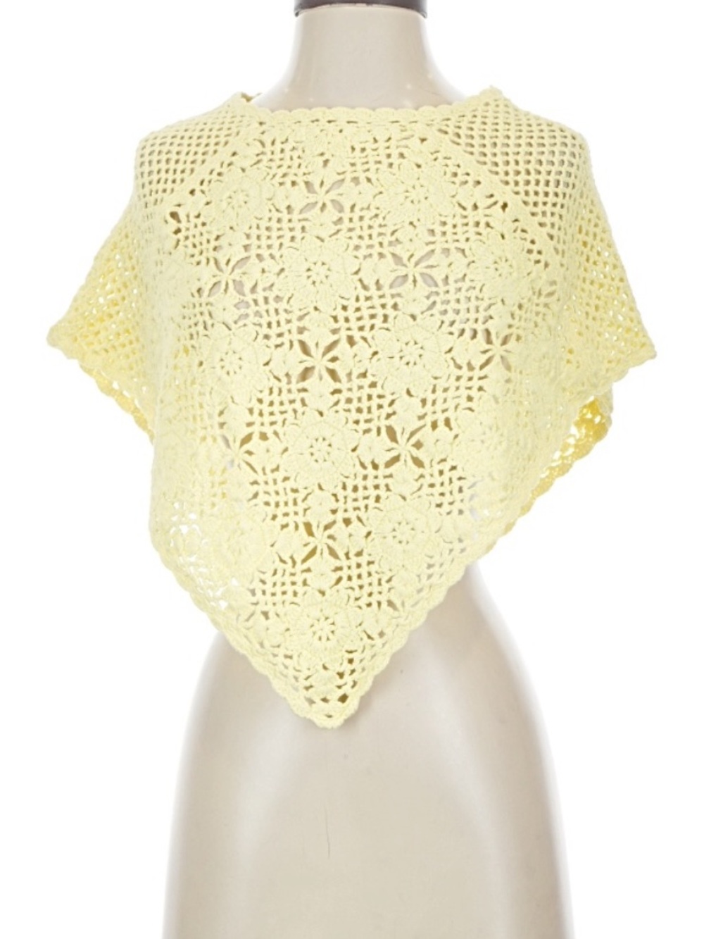 Frankie's Bikinis Pale Yellow Sophie Cloud Knit Crochet Poncho Top